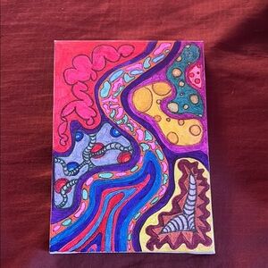 Abstract Canvas Art with Red and Yellow Accents